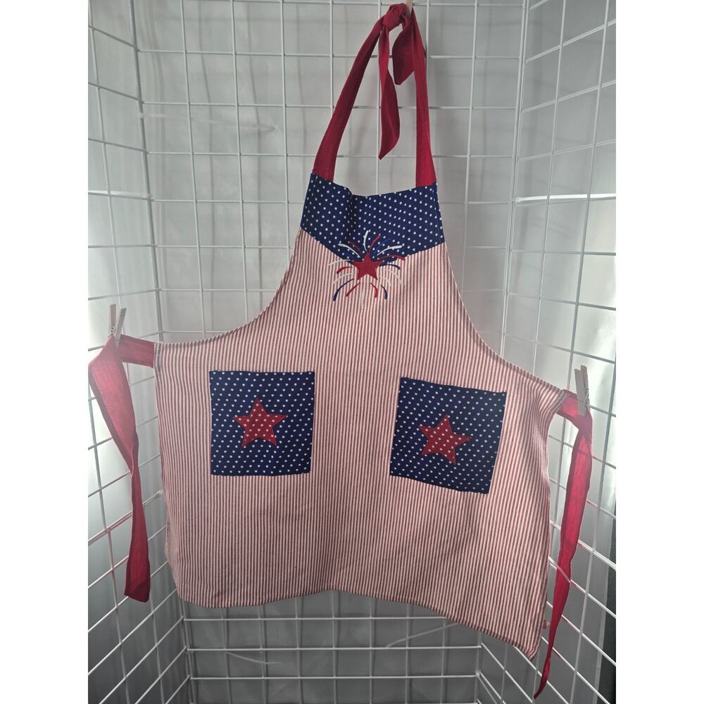 Patriotic 4th of July Adults Apron NWT 2 Pockets